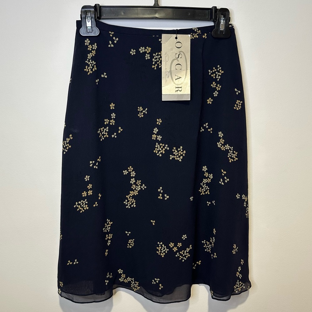 NWT vintage oscar de la renta silk skirt size 2p
